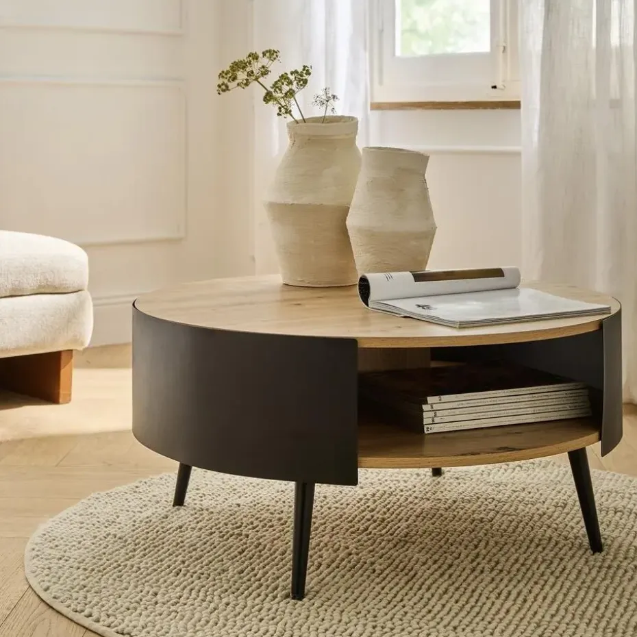 CALICOSY - Salontafel EKLO - Eik - 39x80x80 cm