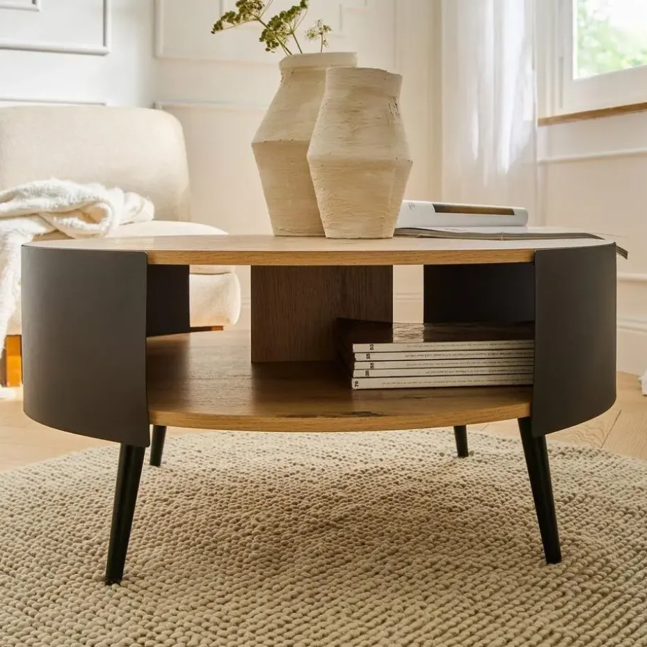 CALICOSY - Salontafel EKLO - Eik - 39x80x80 cm