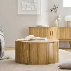 CALICOSY - Salontafel ERNEST - Licht hout - 35,5x75x75 cm