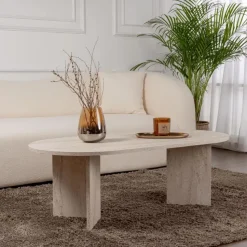 CALICOSY - Salontafel IRIS - Travertijn - 39,8x119x60 cm