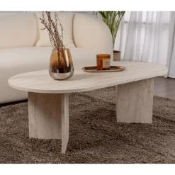 CALICOSY - Salontafel IRIS - Travertijn - 39,8x119x60 cm