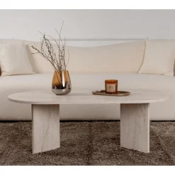 CALICOSY - Salontafel IRIS - Travertijn - 39,8x119x60 cm