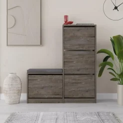 CALICOSY - Schoenenkast DUDE - Eik grijs - 118,5x105x26 cm