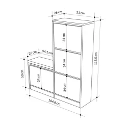 CALICOSY - Schoenenkast DUDE - Eik grijs - 118,5x105x26 cm
