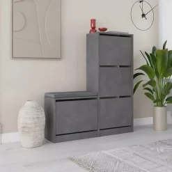 CALICOSY - Schoenenkast DUDE - Beton grijs - 118,5x105x26 cm