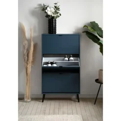 CALICOSY - Schoenenkast VIGO - Alby blauw / zwart - 125x70x24 cm