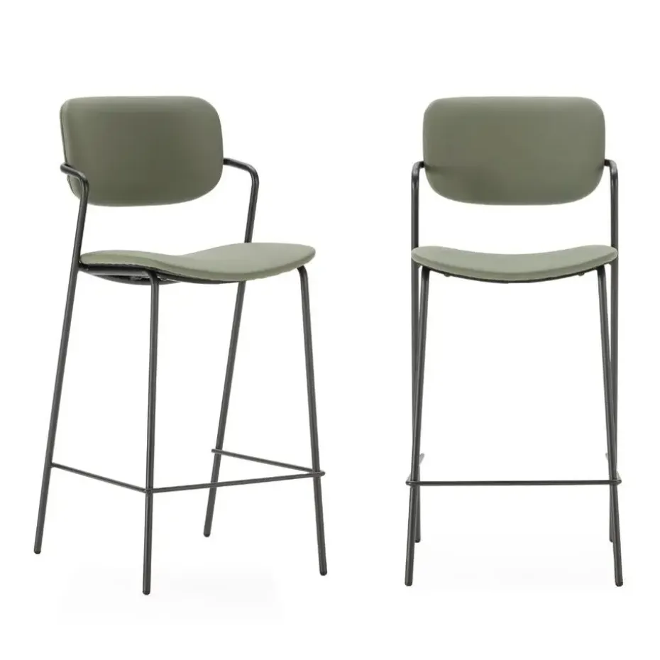 CALICOSY - Set van 2 krukken met zwarte MAIKA - 51x44x66 cm