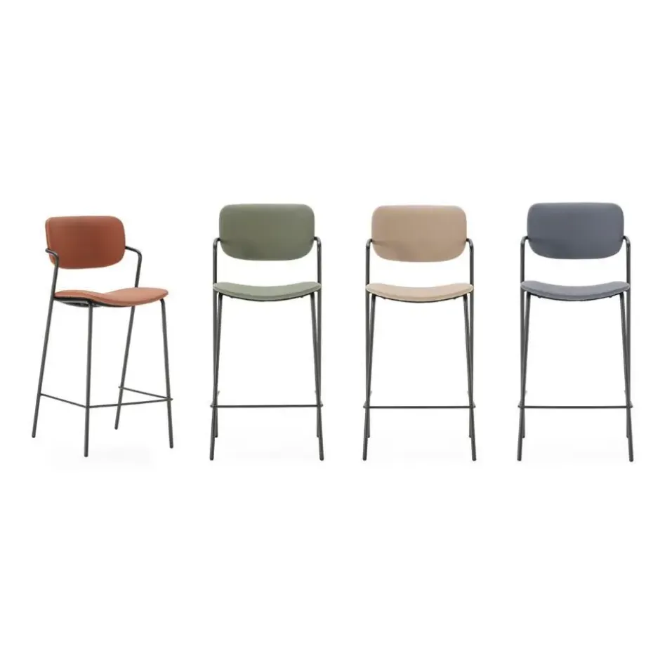 CALICOSY - Set van 2 krukken met zwarte MAIKA - 51x44x66 cm