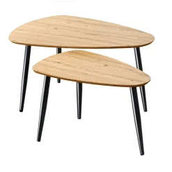 CALICOSY - Set van 2 Salontafels - Licht hout - 42x80x60 cm