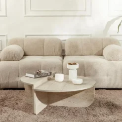 CALICOSY - Set van 2 Salontafels ORION - Travertijn - 35x90x90 cm