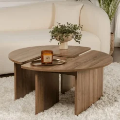 CALICOSY - Set van 2 salontafels MOIRA - 90x90x41 cm