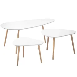 CALICOSY - Set van 3 salontafels - Wit - 42x103x50 cm