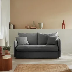 CALICOSY - Slaapbank MIRA - Grijs - 90x185x104 cm