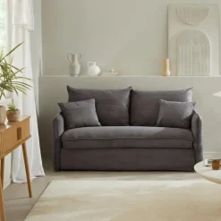 CALICOSY - Slaapbank MIRA - Antraciet grijs - 90x185x104 cm