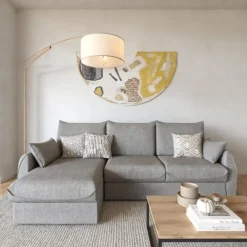 CALICOSY - Slaapbank NAOMI - Grijs - 90x260x175 cm