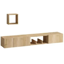 CALICOSY - TV-Meubel AVIOR - Licht hout - 25x180x32 cm