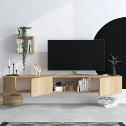 CALICOSY - TV-Meubel AVIOR - Licht hout - 25x180x32 cm