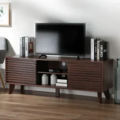 CALICOSY - TV-Meubel FRIBOURG - Donker hout - 51,5x135x39 cm