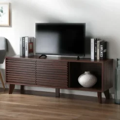 CALICOSY - TV-Meubel FRIBOURG - Donker hout - 51,5x135x39 cm