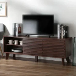 CALICOSY - TV-Meubel FRIBOURG - Donker hout - 51,5x135x39 cm