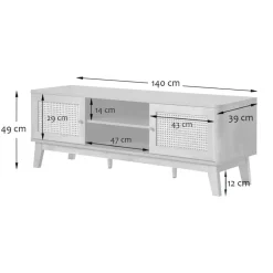 CALICOSY - TV-Meubel PALMO - Licht hout - 49x140x39 cm