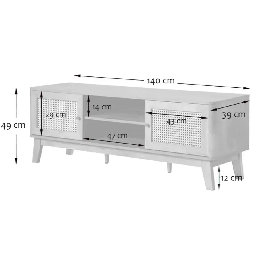 CALICOSY - TV-Meubel PALMO - Licht hout - 49x140x39 cm