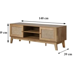CALICOSY - TV-Meubel PALMO - Licht hout - 49x140x39 cm
