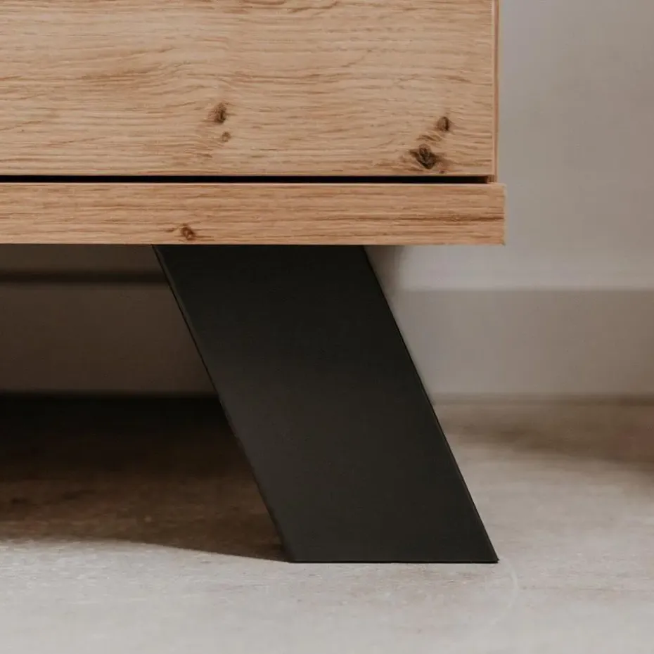 CALICOSY - Vitrinekast LUBLIN - Licht hout - 198x92x40 cm