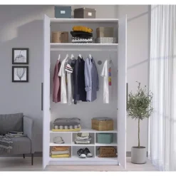 California tienerkamer 2-deurs kledingkast wit