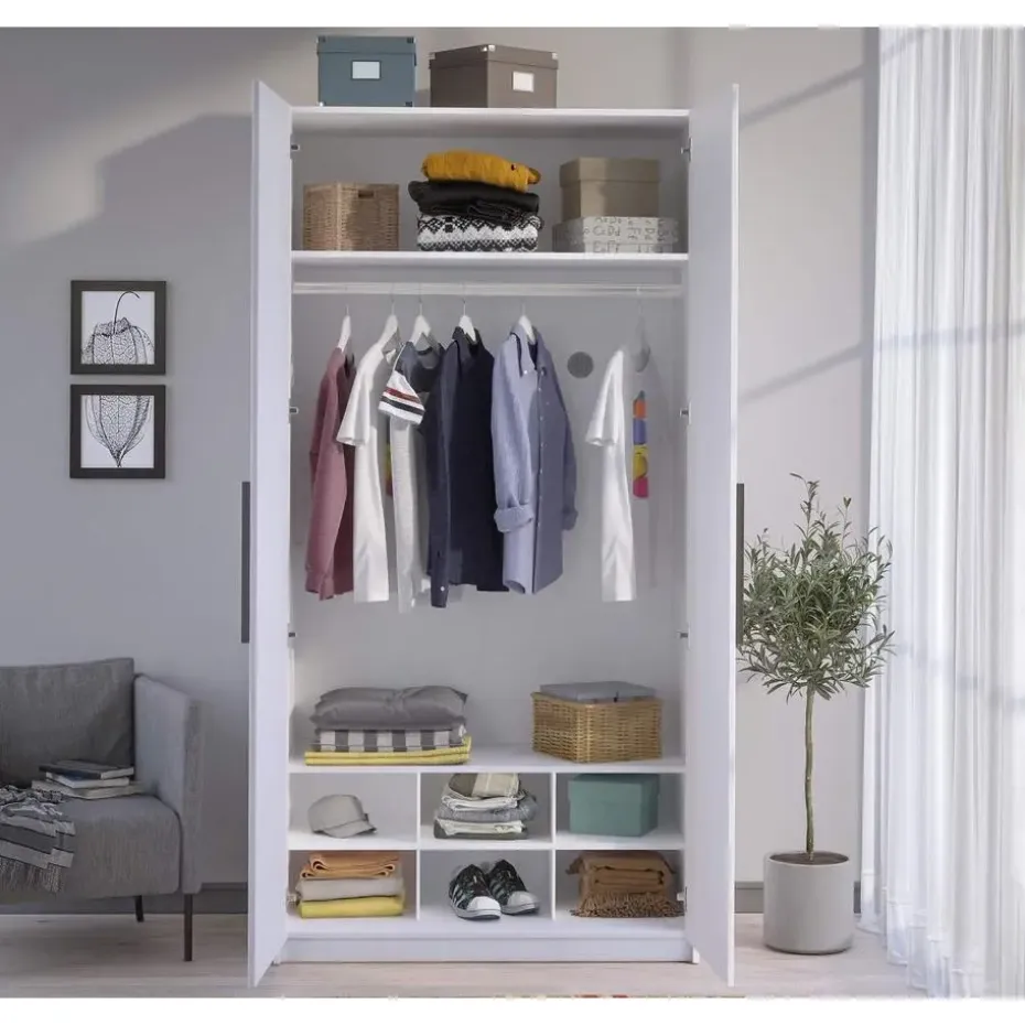 California tienerkamer 2-deurs kledingkast wit