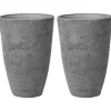 CAMIA - Bloempot set van 2 L - Grijs - Stenenmix
