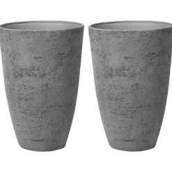 CAMIA - Bloempot set van 2 L - Grijs - Stenenmix