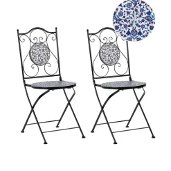 CAMPRENA - Tuinstoel set van 2 - Zwart - Metaal