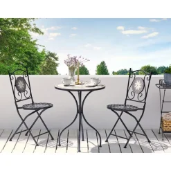 CARIATI - Tuinstoel set van 2 - Zwart - IJzer