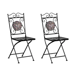 CARPINO - Tuinstoel set van 2 - Zwart - Metaal