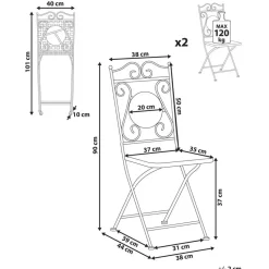 CARPINO - Tuinstoel set van 2 - Zwart - Metaal