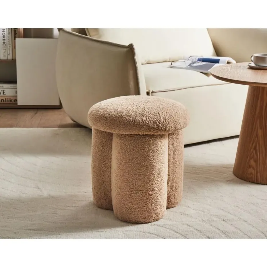CARRINGTON - Poef - Beige - Bouclé