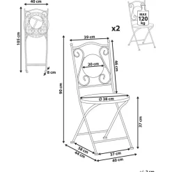 CASARIO - Tuinstoel set van 2 - Zwart - Metaal