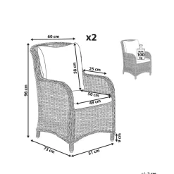 CASCAIS - Tuinstoel set van 2 - Beige - PE rotan