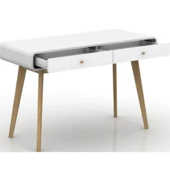 Cassie - Bureau met 2 laden in eiken look / wit