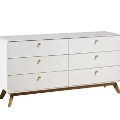 Cassie - Commode van 3+3 laden in witte spaanplaat