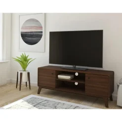 Cassie - TV-meubel met 2 deuren van walnotenhoutspaanplaat