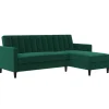 Celine - 3-zits hoekslaapbank met opbergruimte in donkergroen fluweel