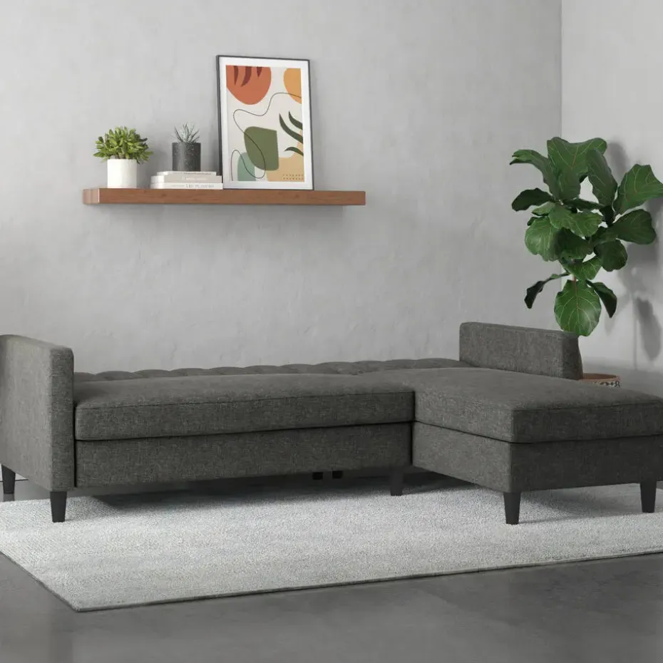 Celine - 3-zits hoekslaapbank in antraciet stof