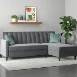 Celine - 3-zits hoekslaapbank in antraciet fluweel