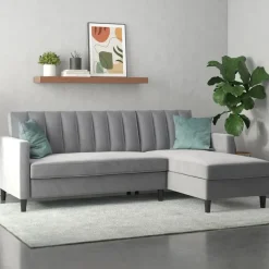 Celine - 3-zits hoekslaapbank in grijs fluweel