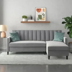 Celine - 3-zits hoekslaapbank in grijs fluweel