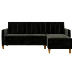 Celine - 3-zits hoekslaapbank in zwart fluweel