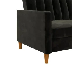 Celine - 3-zits hoekslaapbank in zwart fluweel