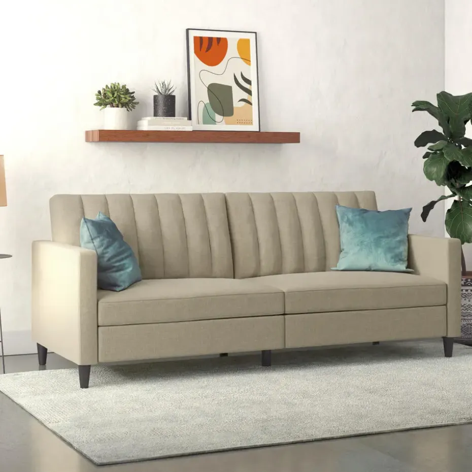 Celine - 3-zits slaapbank in cappuccino stof